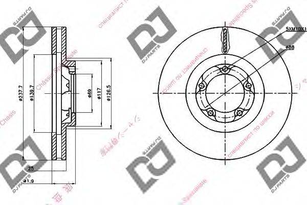 DJ PARTS BD2095 Тормозной диск