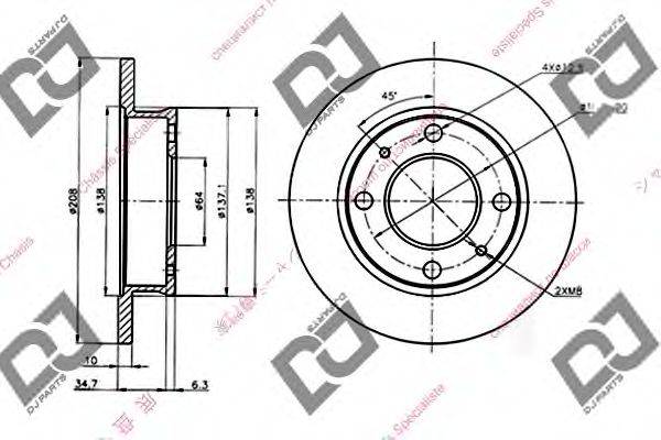 DJ PARTS BD1574 Тормозной диск