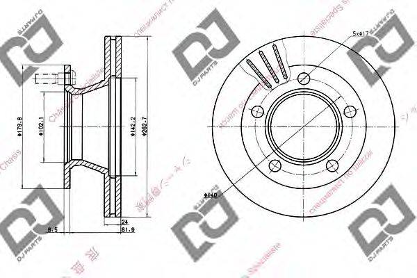 DJ PARTS BD1483 Тормозной диск