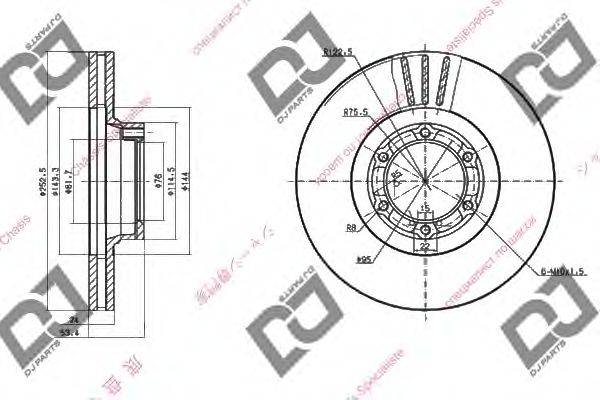 DJ PARTS BD1498 Тормозной диск