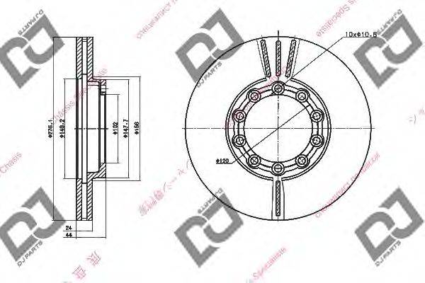 DJ PARTS BD1499 Тормозной диск