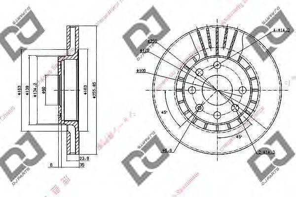 DJ PARTS BD1396 Тормозной диск