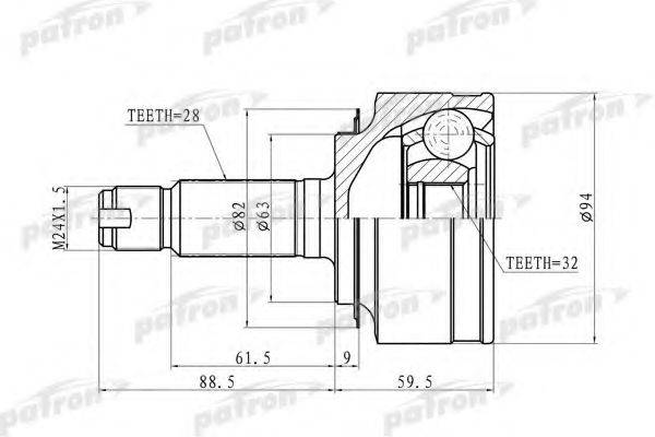 PATRON PCV9744 Шарнирный комплект, приводной вал