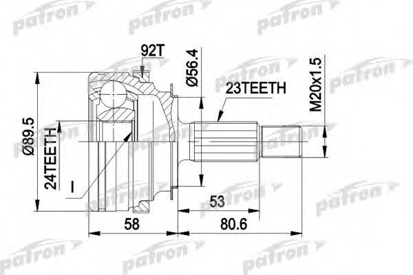 PATRON PCV1108 Шарнирный комплект, приводной вал