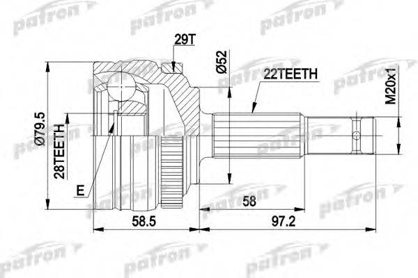 PATRON PCV1116 Шарнирный комплект, приводной вал