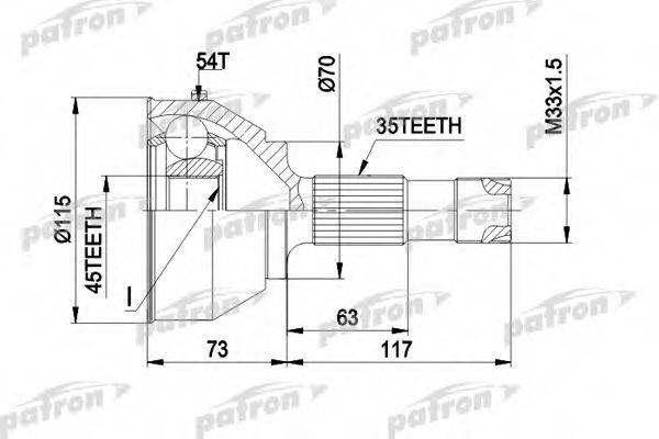 PATRON PCV1132 Шарнирный комплект, приводной вал