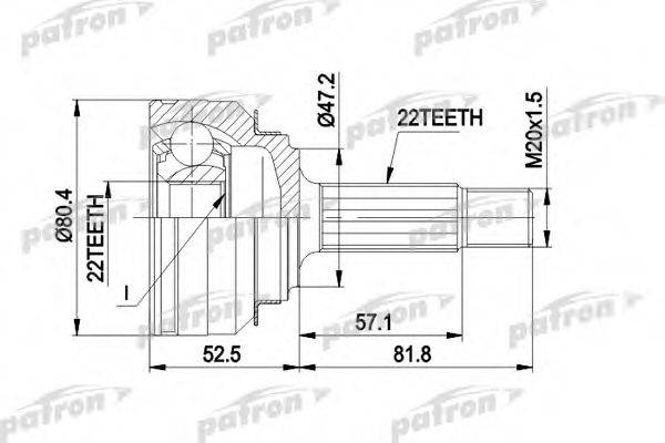 PATRON PCV1158 Шарнирный комплект, приводной вал