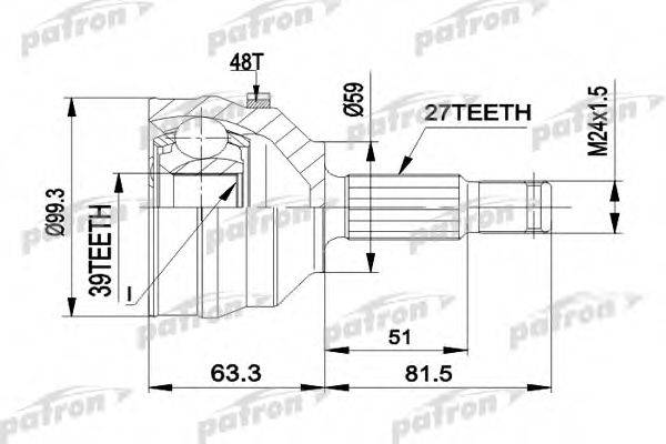 PATRON PCV1224 Шарнирный комплект, приводной вал