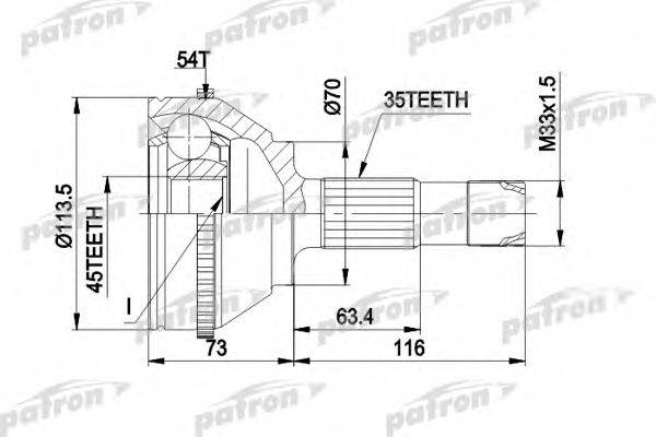 PATRON PCV1236 Шарнирный комплект, приводной вал