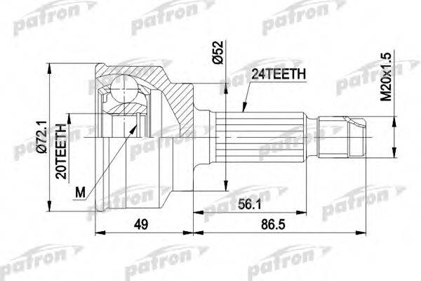 PATRON PCV1261 Шарнирный комплект, приводной вал