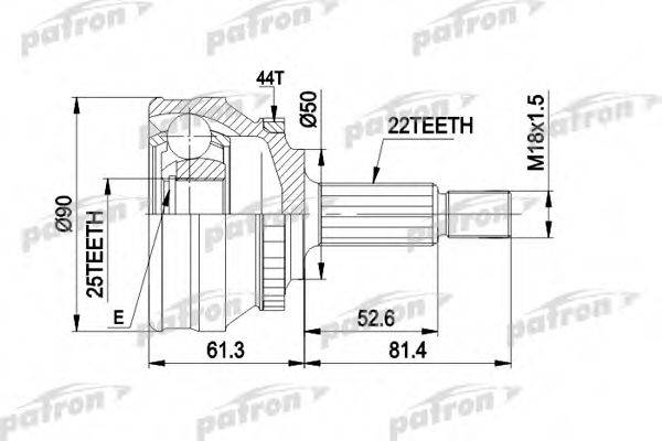 PATRON PCV1376 Шарнирный комплект, приводной вал