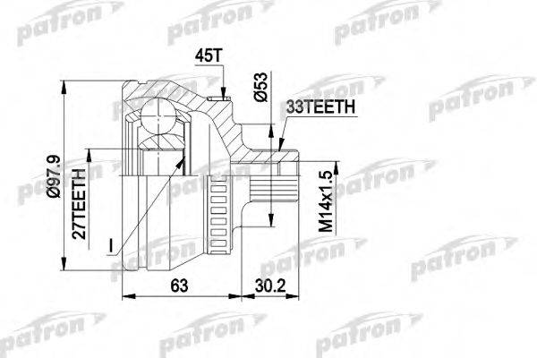 PATRON PCV1381 Шарнирный комплект, приводной вал