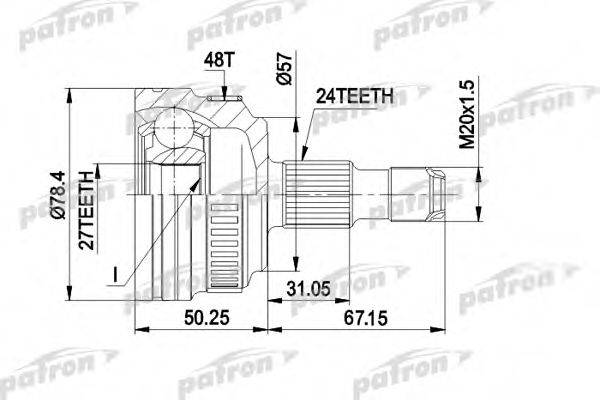 PATRON PCV1434 Шарнирный комплект, приводной вал