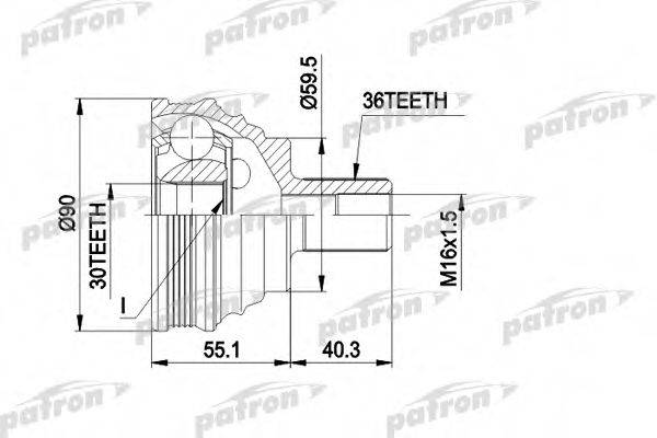 PATRON PCV1467 Шарнирный комплект, приводной вал