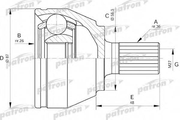 PATRON PCV1510 Шарнирный комплект, приводной вал