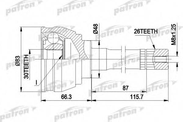 PATRON PCV1540 Шарнирный комплект, приводной вал