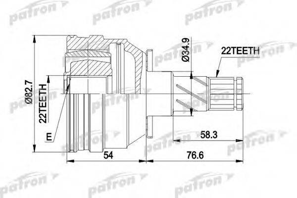 PATRON PCV3008 Шарнирный комплект, приводной вал