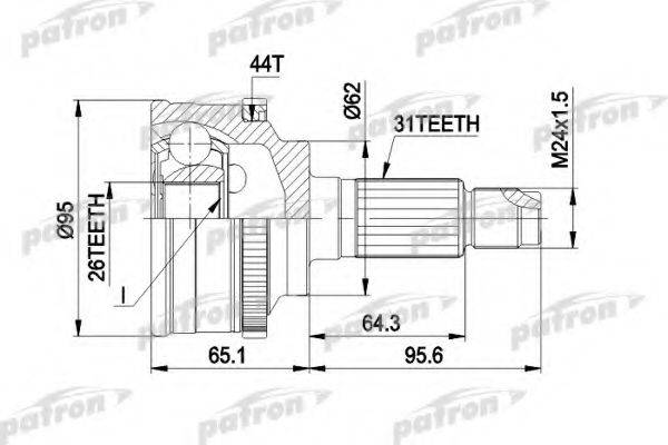 PATRON PCV3023 Шарнирный комплект, приводной вал