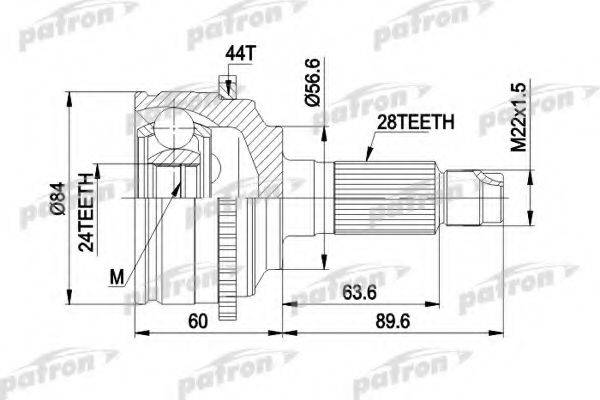 PATRON PCV3028 Шарнирный комплект, приводной вал