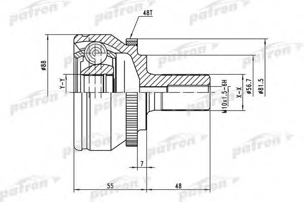 PATRON PCV3560 Шарнирный комплект, приводной вал