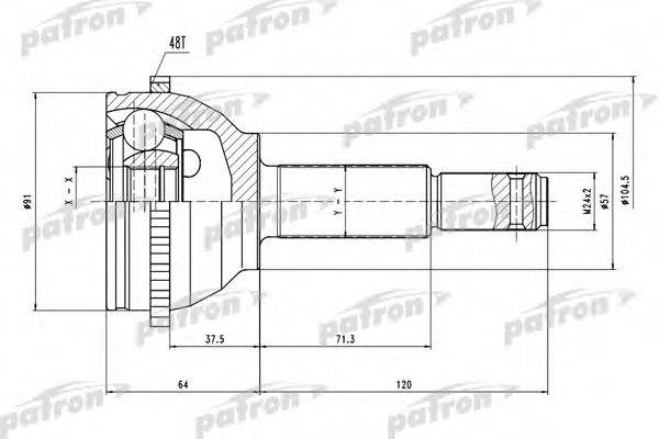 PATRON PCV4413 Шарнирный комплект, приводной вал