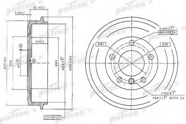 PATRON PDR1035 Тормозной барабан