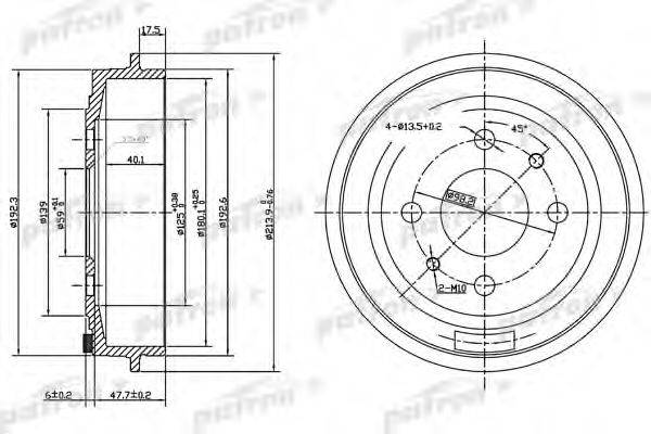 PATRON PDR1045 Тормозной барабан