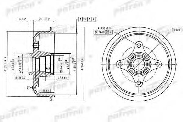 PATRON PDR1054 Тормозной барабан