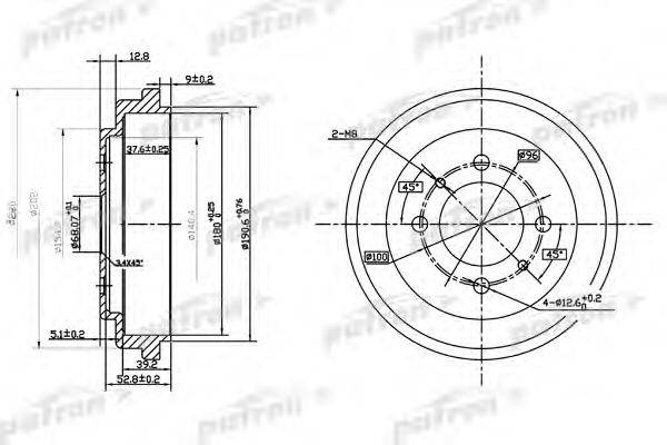 PATRON PDR1112 Тормозной барабан