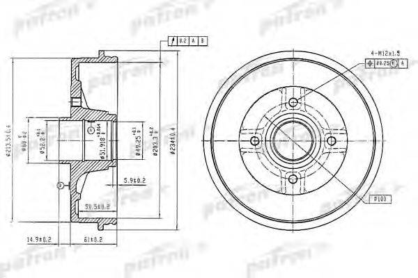 PATRON PDR1347 Тормозной барабан