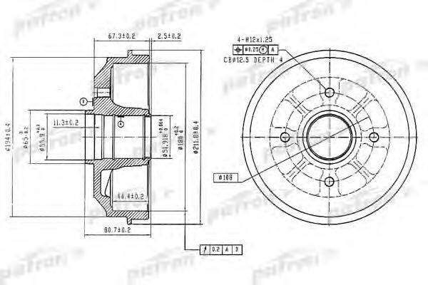 PATRON PDR1370 Тормозной барабан