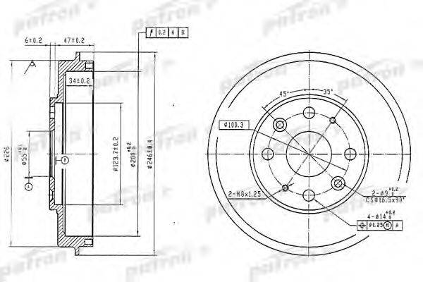 PATRON PDR1573 Тормозной барабан