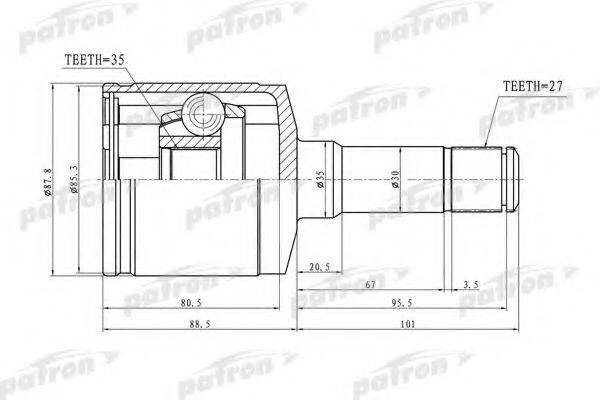 PATRON PCV3188 Шарнирный комплект, приводной вал