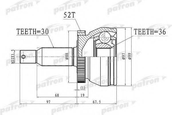 PATRON PCV3072 Шарнирный комплект, приводной вал