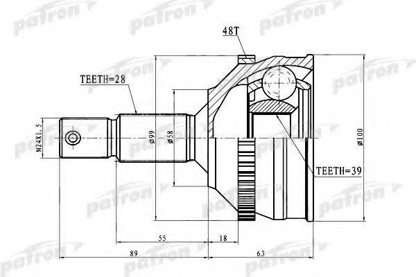 PATRON PCV3083 Шарнирный комплект, приводной вал