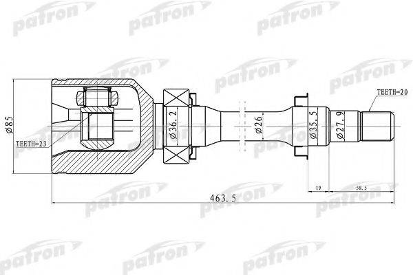 PATRON PCV1213 Шарнирный комплект, приводной вал