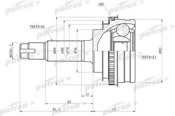 PATRON PCV4006 Шарнирный комплект, приводной вал