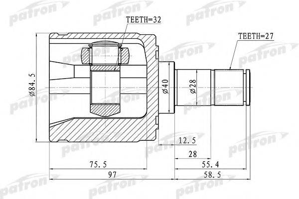 PATRON PCV1341 Шарнирный комплект, приводной вал