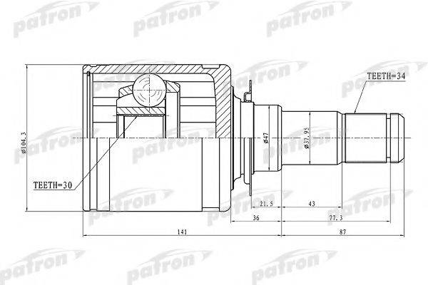 PATRON PCV1449 Шарнирный комплект, приводной вал