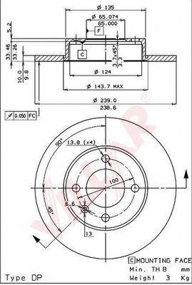 VILLAR 6280151 Тормозной диск