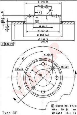 VILLAR 6280254 Тормозной диск