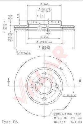 VILLAR 6280323 Тормозной диск