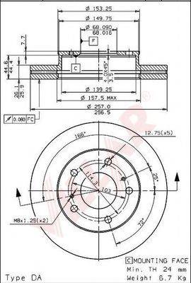 VILLAR 6280739 Тормозной диск