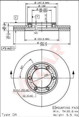 VILLAR 6281042 Тормозной диск