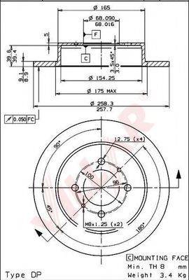 VILLAR 6281060 Тормозной диск