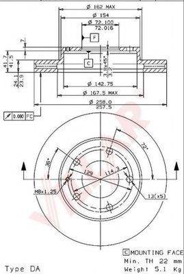 VILLAR 6281353 Тормозной диск