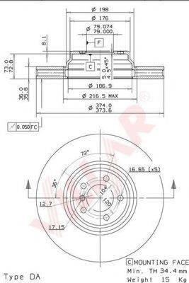 VILLAR 6281462 Тормозной диск