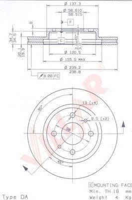 VILLAR 6281506 Тормозной диск