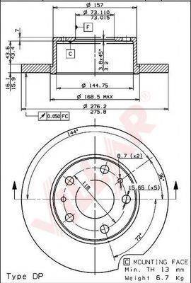 VILLAR 6281514 Тормозной диск