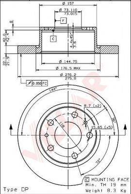 VILLAR 6281516 Тормозной диск